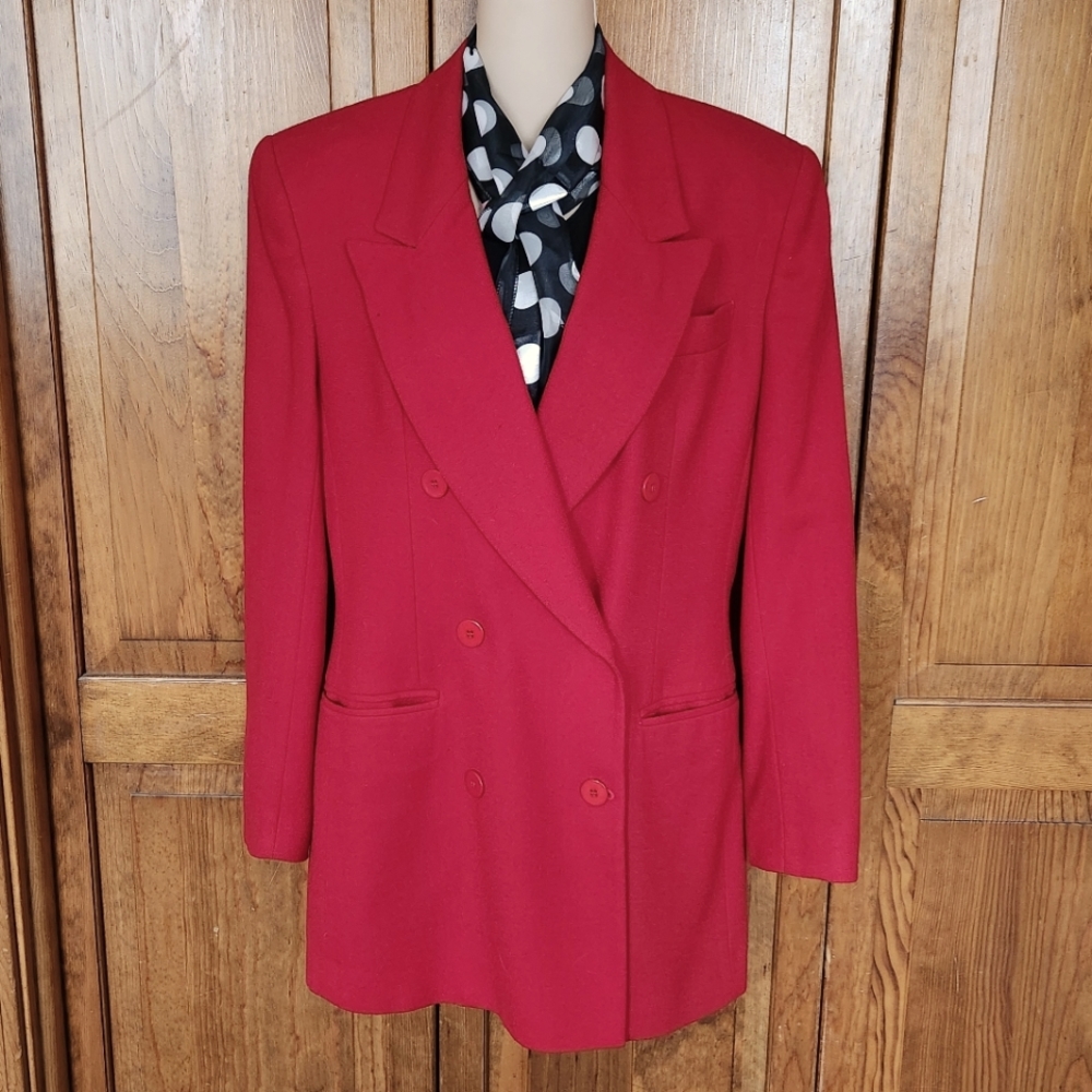 Jones New York Double-Breasted Red Blazer